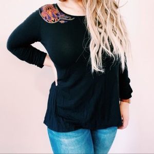 Nicole Miller Black Long Sleeve Tunic Large